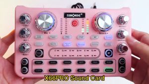 Siborie X66PRO pink soundcard Mixer Bluetooth Sound Card for  phone PC Karaoke Keluarga Audio USB External