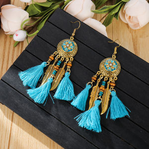 Ethnic Style Original Vintage Tassel Earrings Long Yunnan Versatility Fashion and Personality Earrings Elegant Metal Earrings for Women