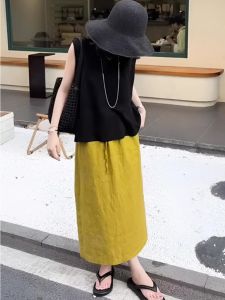 Cotton Linen Summer Outfits for Women Conjunctive Elegant Slim Fit Han Xing Ning Two-Piece Set with Short Sleeves