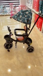 [Freeship] Xe đẩy cho bé xe đẩy 3 bánh có cán đẩy mái che khung thép chắc chắn cho bé