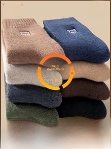 MiiOW | Thickened Fleece Winter Socks Mens Mid-calf Thermal Anti-Odor Sweat Absorbent Wool Warm Loop Woolen Socks Durable Breathable