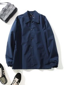 Waterproof Mens Baseball Jacket Casual Fashion Coach Coat Loose Commute Versatile Workwear Outerwear Polyester Fiber Long Sleeve