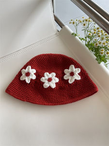 หมวกไหมพรมถักมือแบบโพลีเอสเตอร์ทรงกลมสไตล์หวานน่ารักสำหรับฤดูใบไม้ผลิและฤดูใบไม้ร่วงสำหรับผู้หญิงและเยาวชน