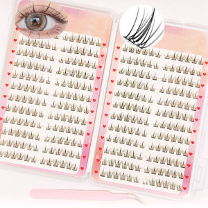 Hot Selling No Glue Individual Eyelash Extensions Kit 288 Clusters 24 Rows False Eyelash with Tweezers for Daily Makeup Party
