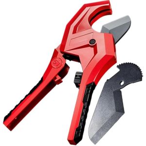 เครื่องตัดท่อพีวีซี + ใบมีด SK5 1 ชิ้น ชุดเครื่องมือตัดท่อ เครื่องตัดท่อแบบมีวงล้อ รองรับท่อขนาดสูงสุด 90 มม. (3-5/9 นิ้ว) ด้ามจับที่สะดวกสบาย