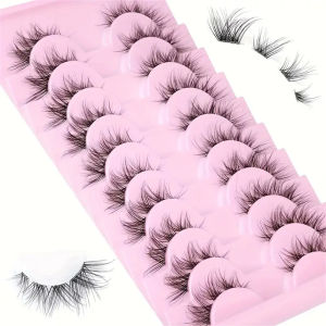 10 pairs Wispy Cluster Lashes for Natural Cat Eye Look - Short Anime Korean Makeup False Eyelashes