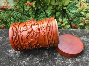 [SANG TRỌNG ĐẲNG CẤP] Hộp đựng trà khô bằng gỗ Hương CAO CẤP nguyên khối mẫu bát mã truy phong trạm khắc tinh xảo sắc nét mang lại sự SANG TRỌNG cho gia đình