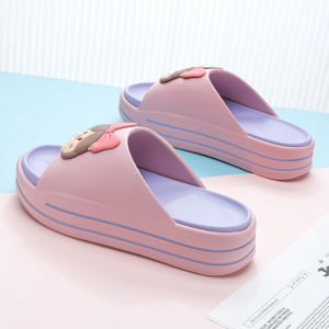 Womens Thick Bottom Slippers Indoor Bathing Outdoor Wear Anti-Slip Cute New Summer EVA Flat Heel Cartoon Style Casual Shoes
