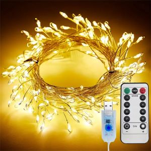 1PC 3M100LED/6M200LED/9M300LED/12M400LED Christmas USB with Remote Control Firecracker Light String Used for Party Decoration