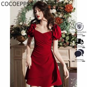 Cocoepps màu đỏ dành cho nữ 2023 mới cô dâu ĐầM Dạ HộI khí chất thanh lịch cao cấp tiệc thường có thể mặc váy