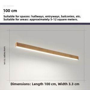 Modern Minimalist Nordic Wood Style Corridor Lighting Ceiling Light Entrance Hallway Lamp Long Rectangle Balcony Fixture