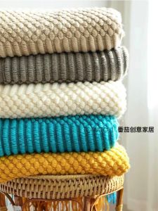 Sofa Towel Nap Blanket Autumn Office Multi-Functional Nap Blanket Minimalist Solid Color Bubble Pattern Accessible Luxury Scandinavian Ins