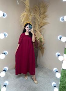 Home Dress Zarra Pendek Polos / Dress wanita Kekinian / Dress kerut dada polos