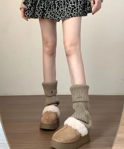 Thickened Knitted Metal Socks Womens Warmth Leg Covers Autumn Winter Student Lolita Style Stripe Pattern Home Comfort Stockings