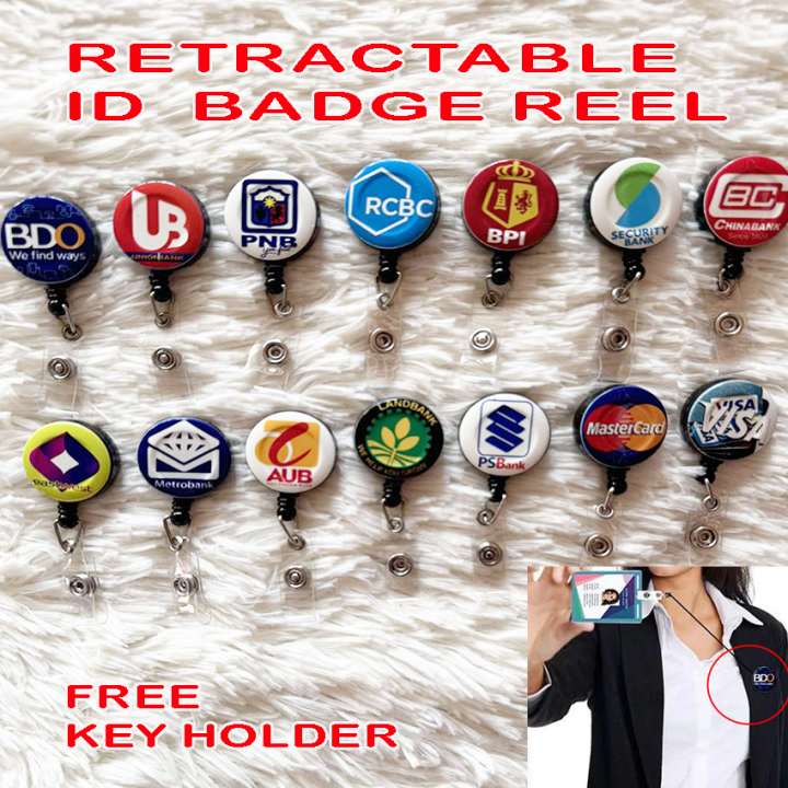 New Security bank Retractable Id Badge Reels / Banks ID CLIP name Tags ...