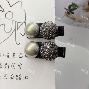 Korean Japanese Rhinestone Hair Clips Womens Forehead Bangs Side Duckbill Clip Elegance New 2025 Hair Accessories