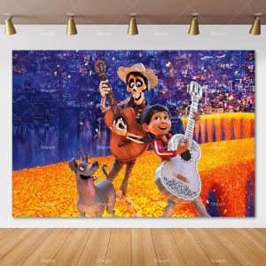 Potdemiel | Cartoon Film Coco Birthday Backdrop Kids Birthday Party Decorations Mexican Day of the Dead Theme Decor Banner Photo Shoot Props