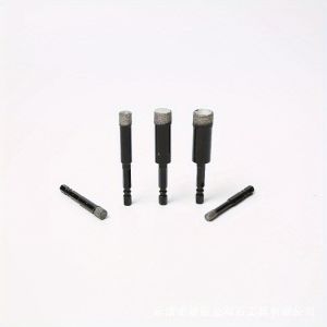 Set of 5 Hex Shank Brazed Dry Diamond Drill Bits for Ceramic Tile Marble Granite and Vitrified Stone - 5-6-8-10-12mm Shanks