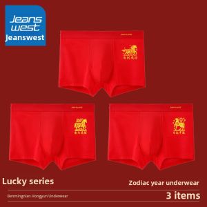Jeanswest | Cotton Red Wedding Special Underwear for Horse Year Mens Boxer Shorts