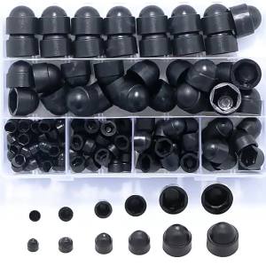 75Pcs Assorted Black Hex Socket Bolt Screw Nut Hexagon Head Cover Cap Nylon Protector NG M4 M5 M6 M8 M10