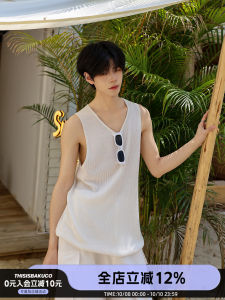 Cool Korean Style Loose Fit Mens Sleeveless Vest Breathable Lightweight Summer Top round Neck Sweat Absorbent Comfortable