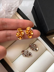 Silver Metal Womens Earrings Fashionable Small Wave Twist Design Luxury Sensation Ear Jewelry Elegant Accessory for Ladies