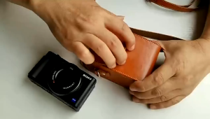 PU Leather Camera Case Storage Bag with Woven Shoulder Strap for KiTBEEZ KC-1 KC-2 CCD Camera