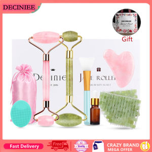 DECINIEE Natural Jade Roller Massager For Face Body Rose Quartz Gua Sha Face Care Roller Facial Massager Beauty Health Massage Tools Girl Mom Birthday Gift