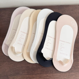 Eilish ถุงเท้าเรือสตรีฤดูร้อนบางเฉียบระบายอากาศได้ถุงเท้าผ้าฝ้ายที่มองไม่เห็นแบบไม่มีรอยต่อที่มีรูปแบบสีบริสุทธิ์