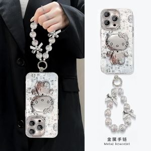 เคสโทรศัพท์แบบกระจกสำหรับ Apple 16promax iPhone 15 ปกป้อง IP13 ใหม่ 14pro สร้างสรรค์ 12promax สร้อยข้อมือ 11 ระดับไฮเอนด์ 15plus สำหรับผู้หญิง