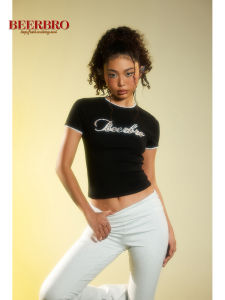 Lace Embroidery Modal Slim Fit T-Shirt