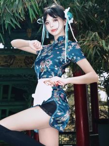 New Chinese Style Cheongsam Dress Halloween Christmas Cosplay Uniform Soft Girl Maid Skirt Short Cheongsam Daily Wear