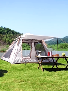 Outdoor camping inflatable tent 4-6 person family tent Waterproof pump gift Moisture-proof mat
