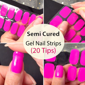 16/20Strips Rose Red Semi-Cured Gel Nail Decals UV/Led Lamp Gel Polish Sticker Adhesive Sliders Long Lasting Cover Nail Wraps