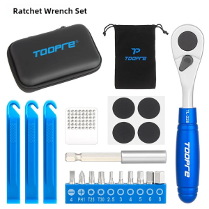 TOOPRE Bicycle Repair Kits Mini Ratchet Wrench Multifunctional Tool 6sockets Head Bike Tyre Tools Allen Key Screwdriver