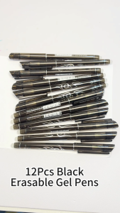 12Pcs Erasable Gel Pens Black Ink 0.5mm Friction Pens with Eraser Magic School and Office Supplie