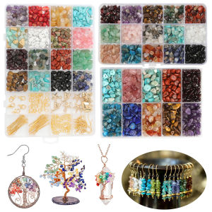 5-8mm Natural Stone Chips Gravel Beads Kits Irregular Mixed Quartz Tiger Eye Agate Bead Sets for Jewelry Making DIY Accessories