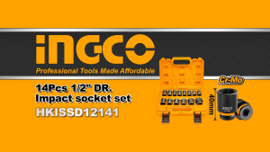 INGCO 14PCS 1/2" DR. CR-MO STANDARD IMPACT SOCKET SET 10-27MM HKISSD12141