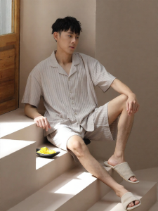 me home wear | Mens Cotton Summer Lounge Set Sleeve Shorts
