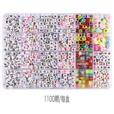 Childrens DIY Bracelet Accessories Set Letter Beads Boxed Pony Beads Barrel Beads Resin Plastic Cross-Border Export Special