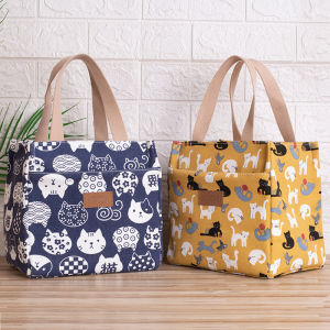 Large Capacity Insulated Japanese Style Lunch Box Bag Canvas Handheld Bento Bag Waterproof Picnic Lunch Bag Eco Friendly