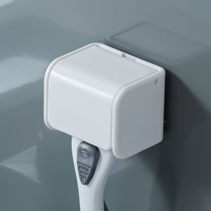 Wall-Mounted Manual Shaving Razor Holder Dustproof Bathroom Storage Rack No-Punching Required Stable And Secure Shaver Stand