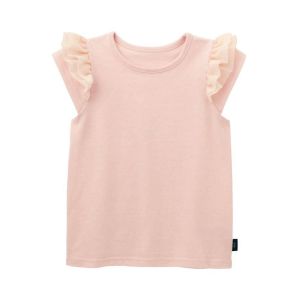 Summer Cartoon Princess Short Sleeve round Neck Cotton T-Shirt for Girls Kids Fashionable Fly Sleeve Top Casual Loose Fit
