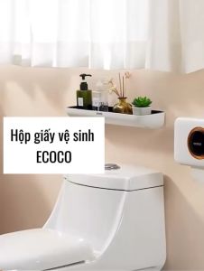 Hộp giấy vệ sinh ECOCO tích hợp làm thơm phòng mẫu mới cao cấp | Hộp khăn giấy dán tường khuếch tán mùi thơm 2303