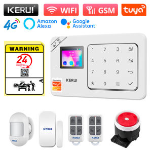 Kerui | KERUI Home Alarm Worke with Alexa Tuya Smart Home Sesurity Alarm 4G/WiFi Wireless Burglary Protection PIR Motion Sensor W184