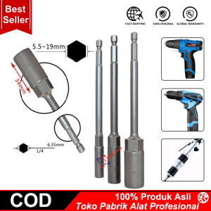 Adapter Soket Kunci Pas Ekstension Panjang 150mm Hex Nut Driver / Sambungan Soket Kunci Pas 8/10/12mm / Mata Bor Kunci Pas Ekstensi Varian