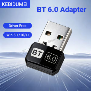 KEBIDUMEI USB Bluetooth 6.0 Adapter BT6.0 Dongle for PC Wireless Mouse Keyborad Music Audio Receiver USB Transmitter Driver Free