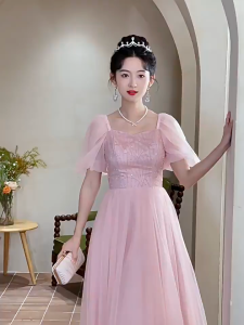 EAGLELY 2025 Womens Evening Dress Pink Long High End Art Exam Princess Dress Adult Gift Fairy Formal Ball Gown For Debut 18 Years Old For Js Prom Night Civil Wedding For Bride