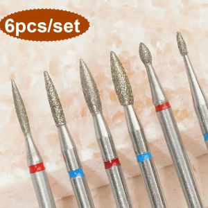 6Pcs/set Diamond Cuticle Clean Nail Drill Bits Set-Safety Rotary Carbide for Russian Manicure Ideal for Cuticle Nail Art Tools