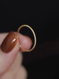 Ultra-Thin Matte Gold Ring: Sparkling 18K Golden Titanium Steel Jewelry